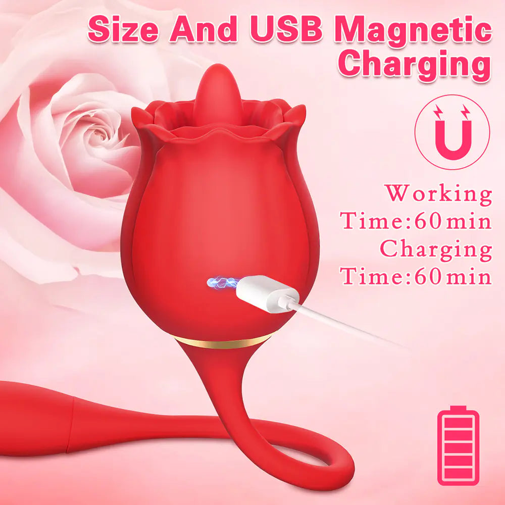 Rose Tongue Massager for Women - G Spot and Clitoral Stimulation