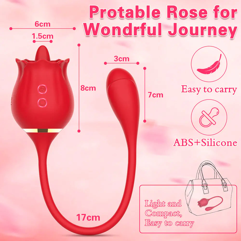 Rose Tongue Massager for Women - G Spot and Clitoral Stimulation