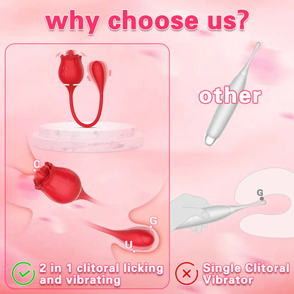 Rose Tongue Massager for Women - G Spot and Clitoral Stimulation
