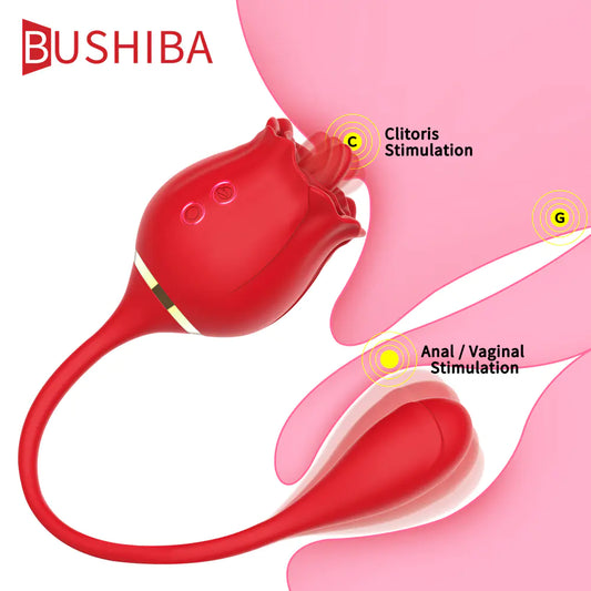 Rose Tongue Massager for Women - G Spot and Clitoral Stimulation