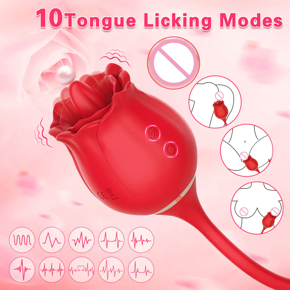 Rose Tongue Massager for Women - G Spot and Clitoral Stimulation