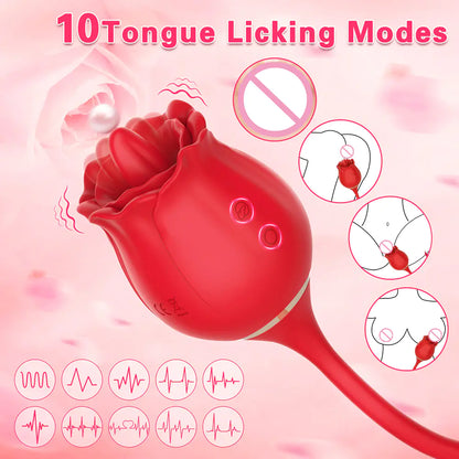 Rose Tongue Massager for Women - G Spot and Clitoral Stimulation
